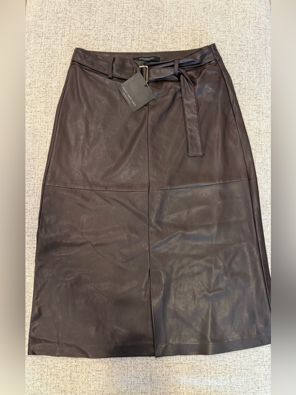 Marc New York Andrew Marc Women’s Brown Faux Leather Pencil Skirt Size 6 Belted
